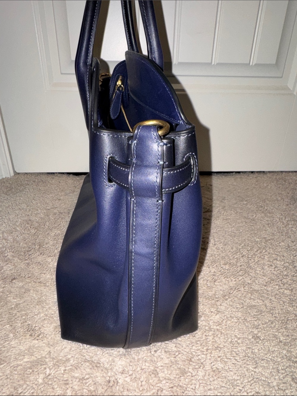 Coach Navy Leather Satchel - Picture 3 of 15